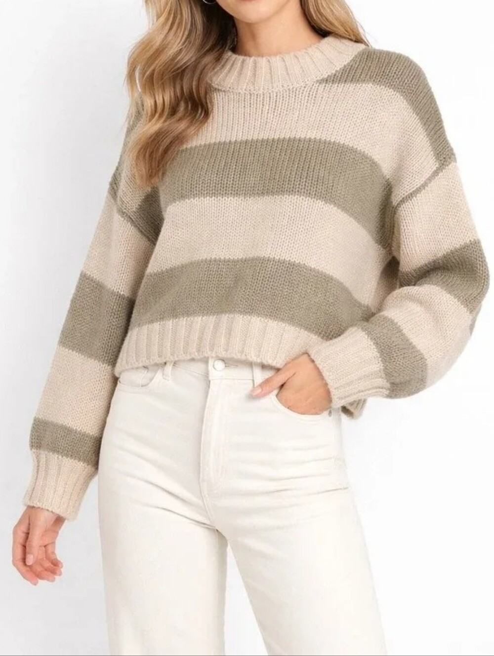 $139 ROLLA'S x Free People Weekend Mock Neck Knit Striped Sweater - Picture 3 of 8
